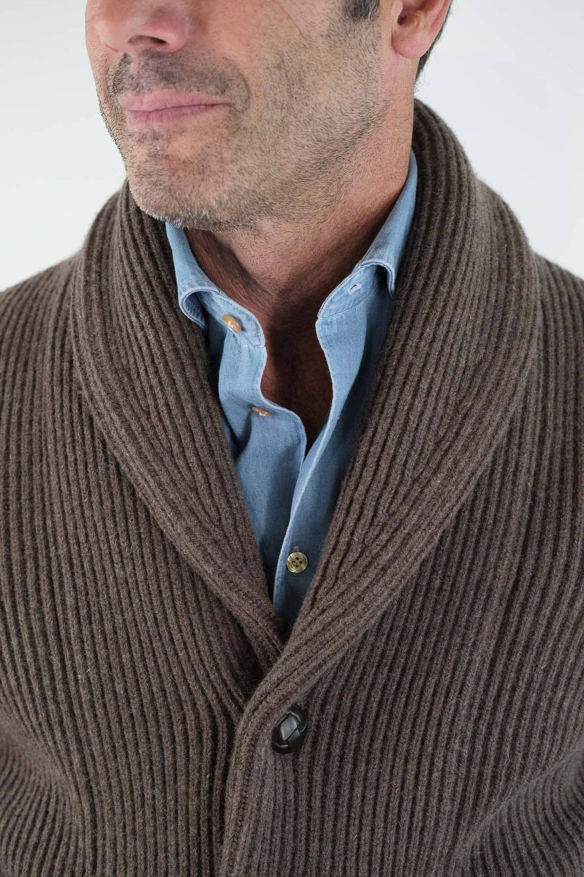 MC GEORGE OF SCOTLAND Cardigan Sciallato Lana Cashmere Cioccolato
