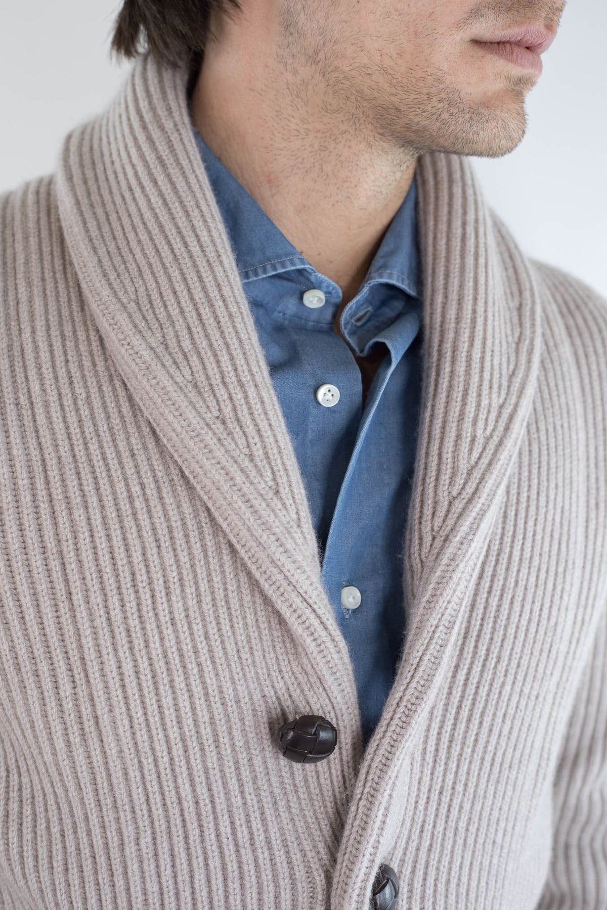 MC GEORGE OF SCOTLAND Cardigan Sciallato Lana Cashmere Beige