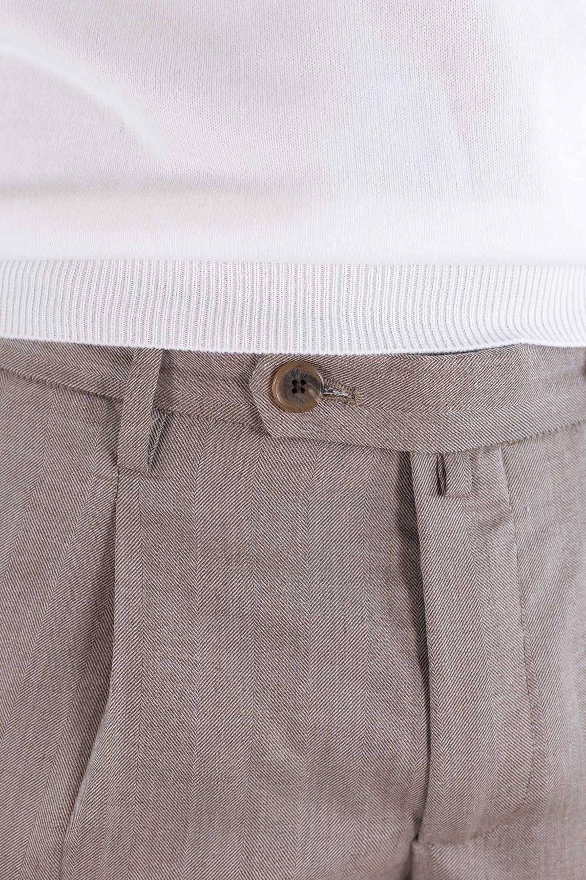 MYTHS Pantaloni Spigati Lana Cashmere Seta Beige
