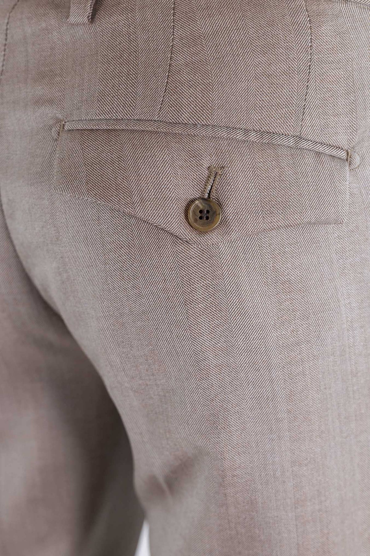 MYTHS Pantaloni Spigati Lana Cashmere Seta Beige