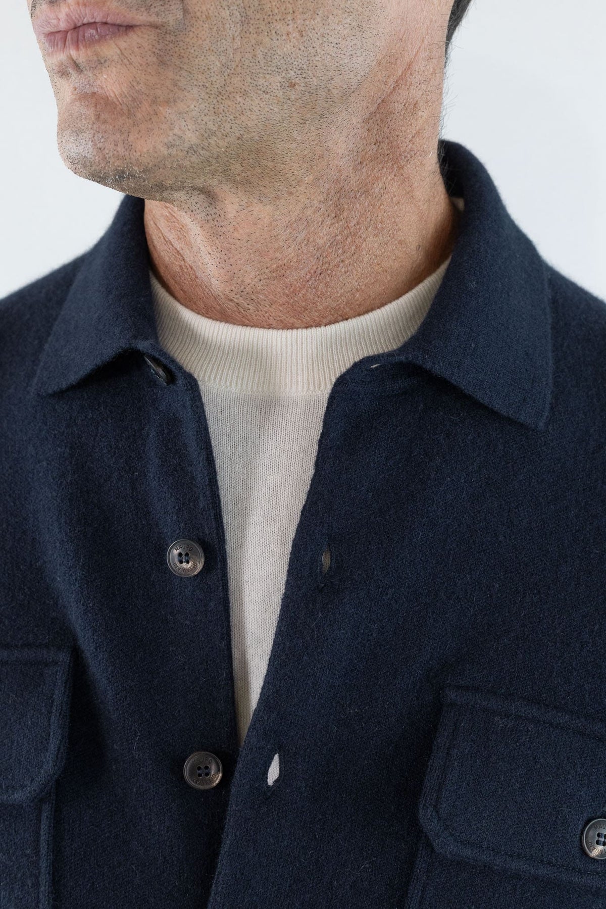 OTTAVIANI Overshirt Cashmere Interlock Blu Scuro