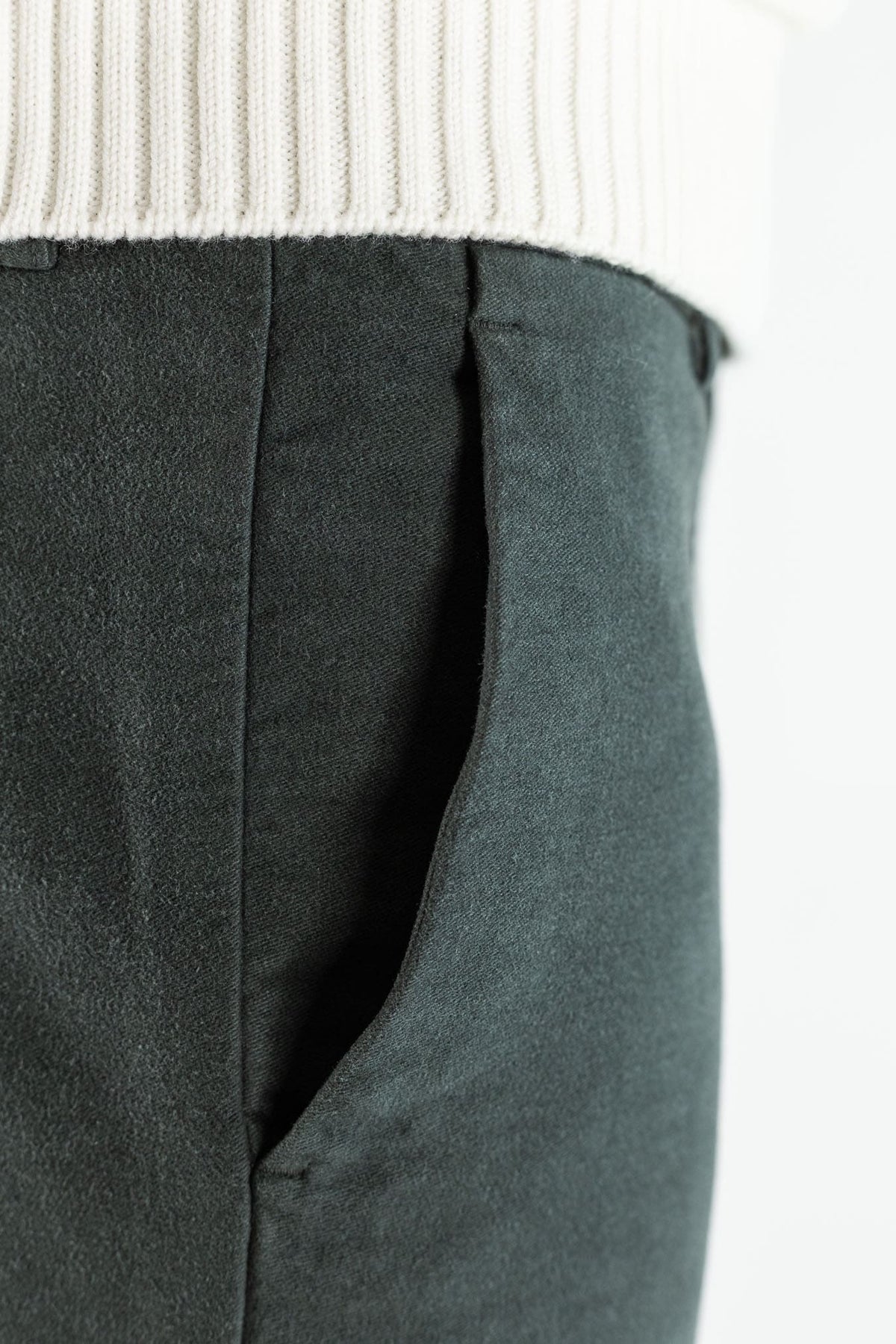 PESCAROLO Pantaloni Fustagno "Evo" Cotone Seta Verde
