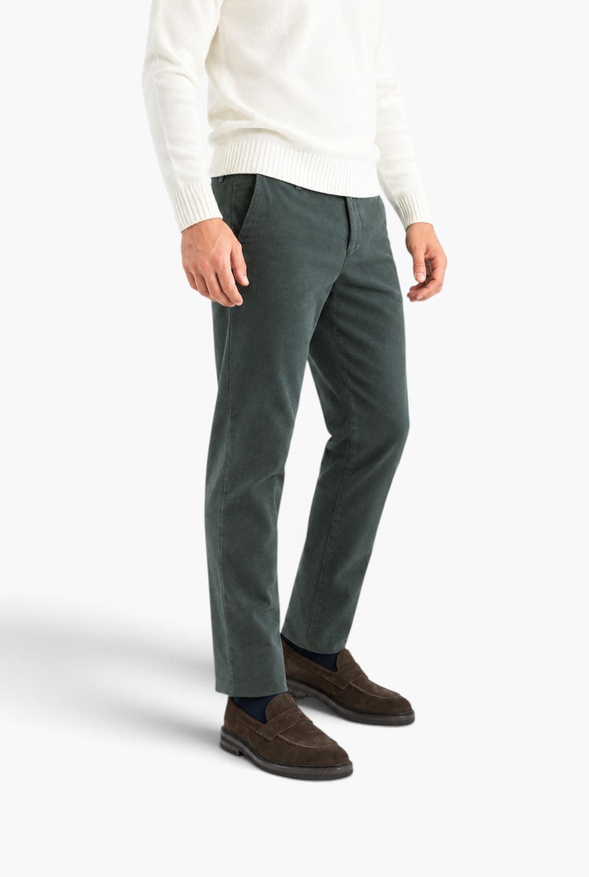 PESCAROLO Pantaloni Fustagno "Evo" Cotone Seta Verde