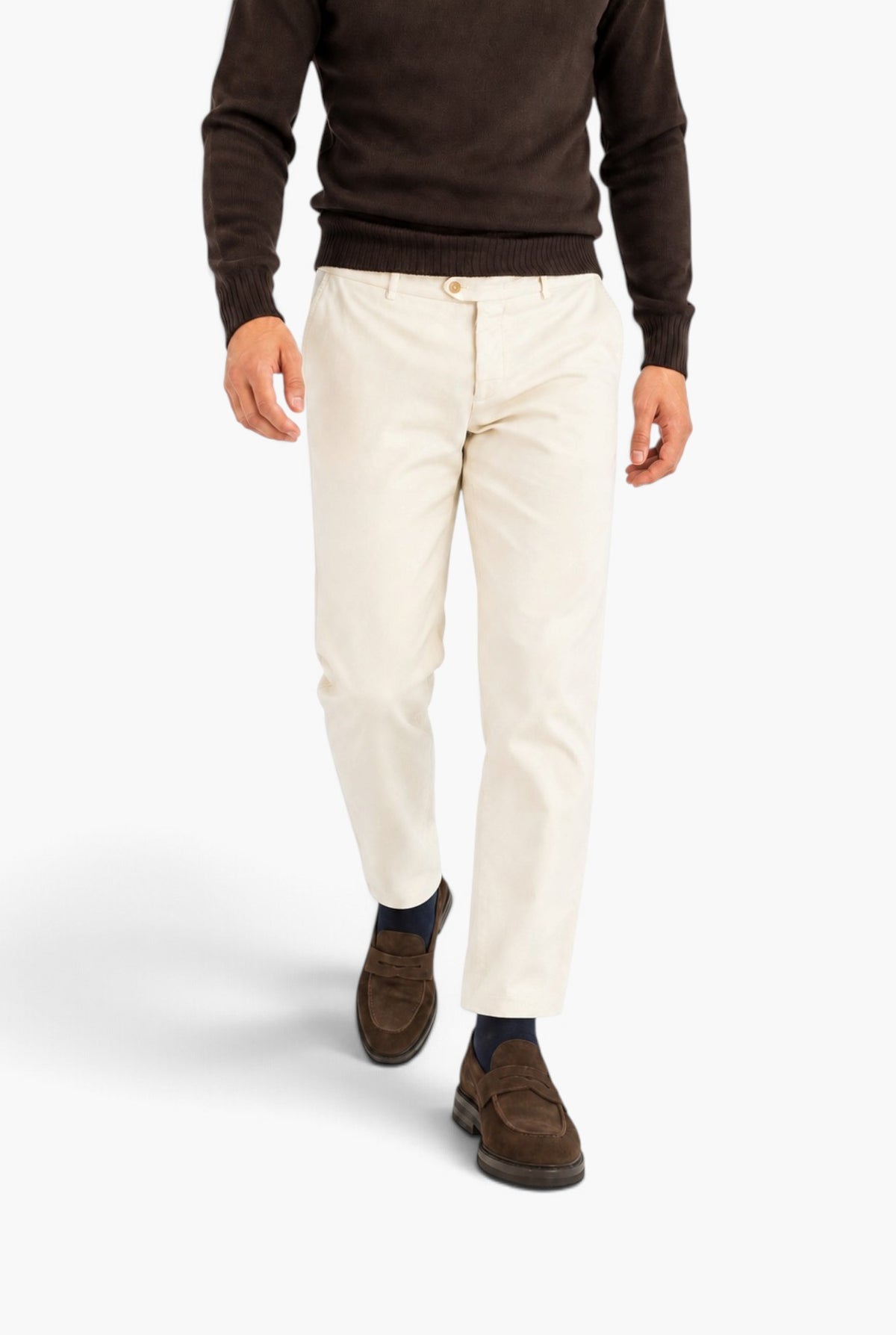 PESCAROLO Pantaloni Fustagno "Evo" Cotone Seta Panna