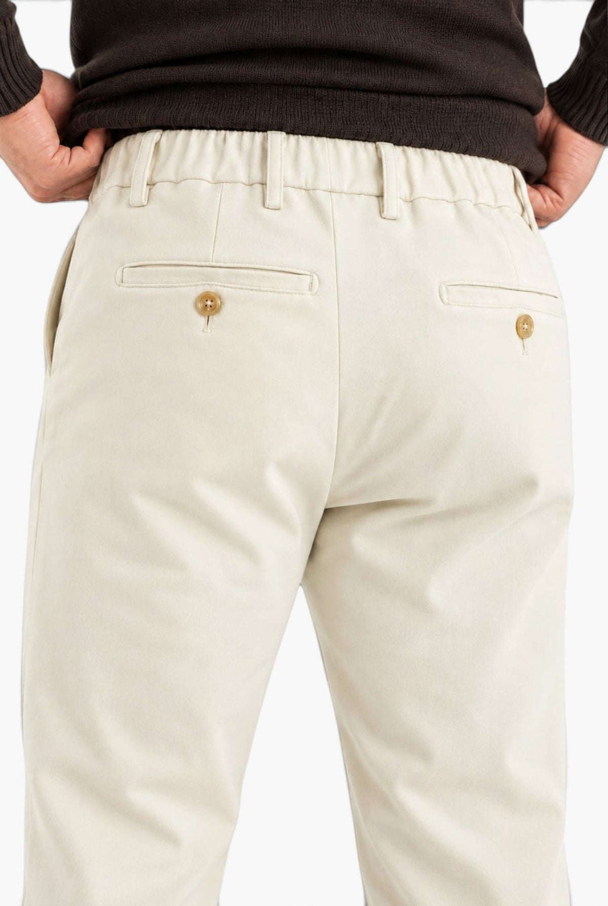 PESCAROLO Pantaloni Fustagno "Evo" Cotone Seta Panna
