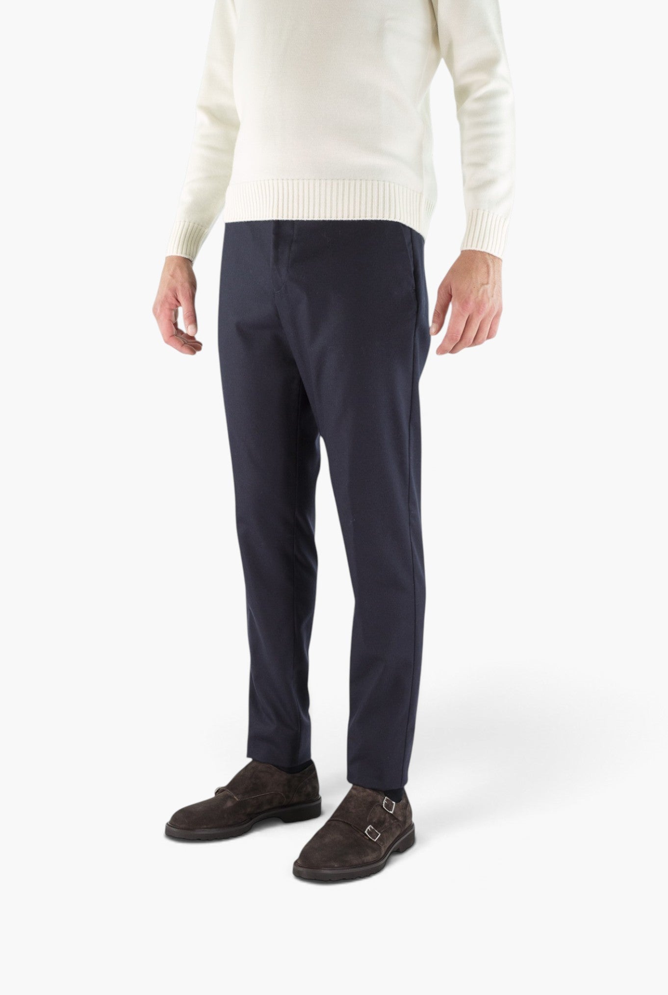PESCAROLO Pantaloni "Evo" Lana Cashmere Blu Scuro