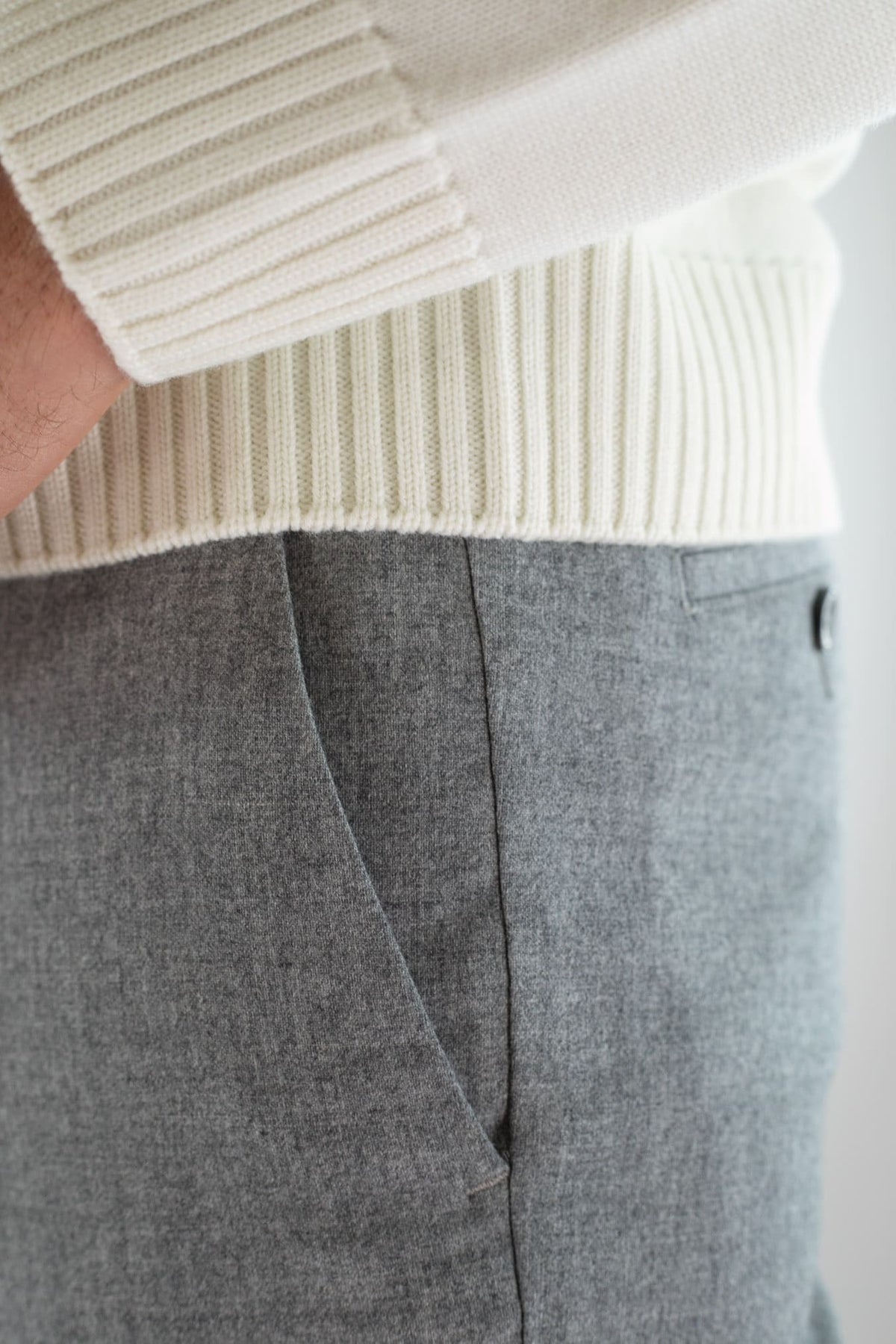 PESCAROLO Pantaloni "Evo" Lana Cashmere Grigio Chiaro