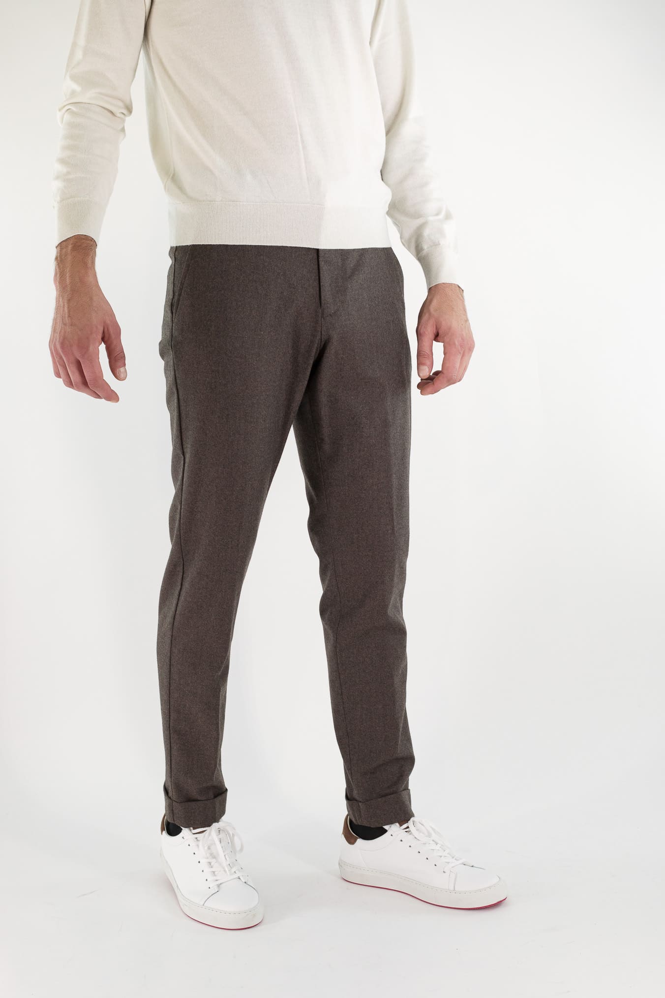 PESCAROLO Pantaloni Cashmere "Manu" Coulisse Removibile Moro