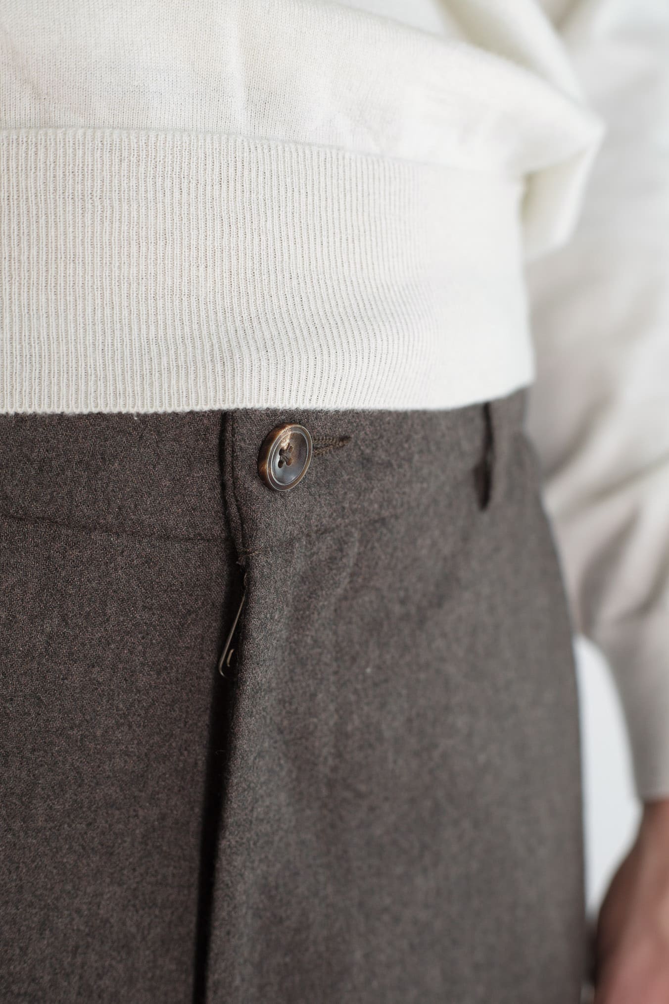 PESCAROLO Pantaloni Cashmere "Manu" Coulisse Removibile Moro