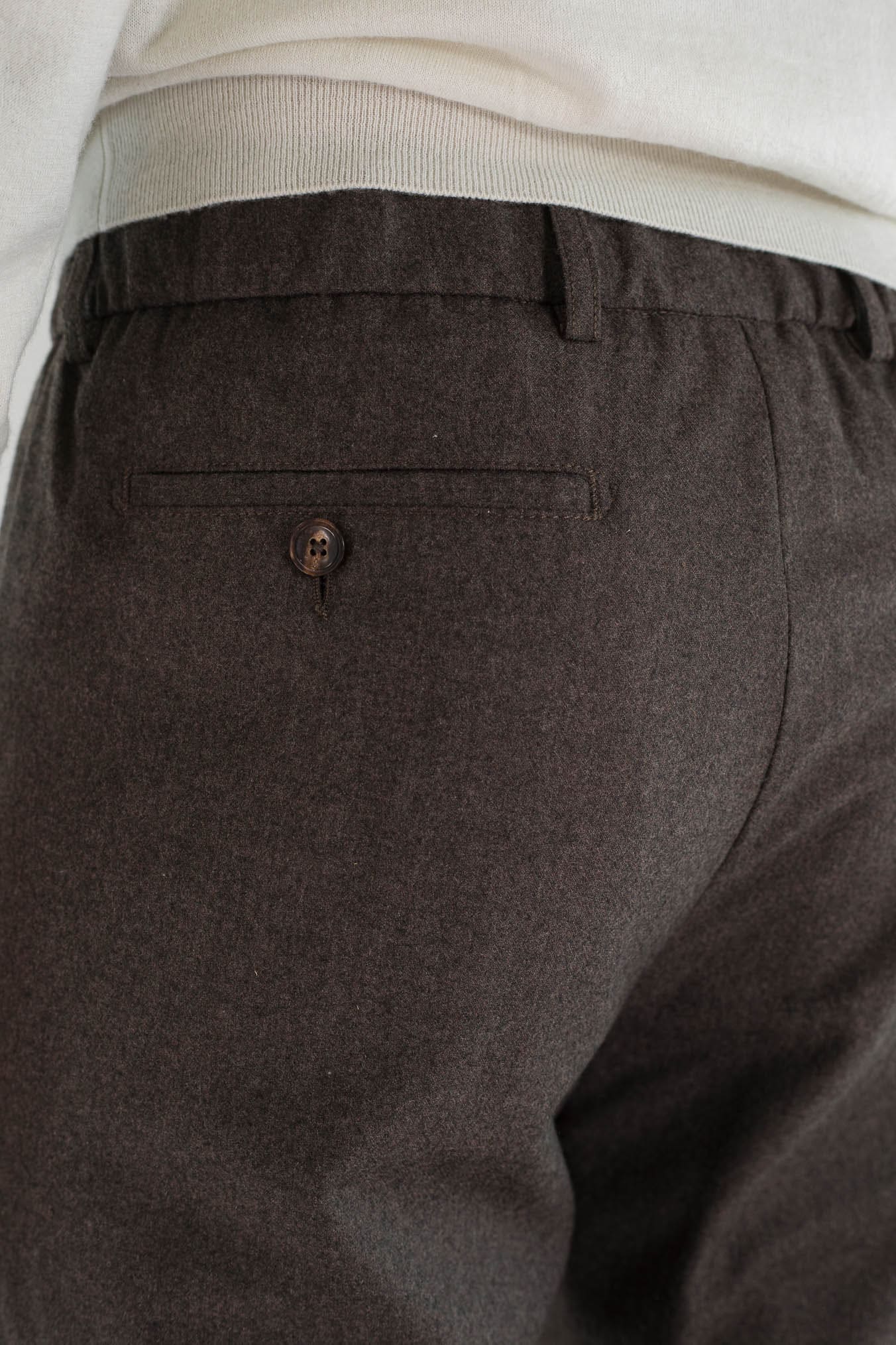 PESCAROLO Pantaloni Cashmere "Manu" Coulisse Removibile Moro