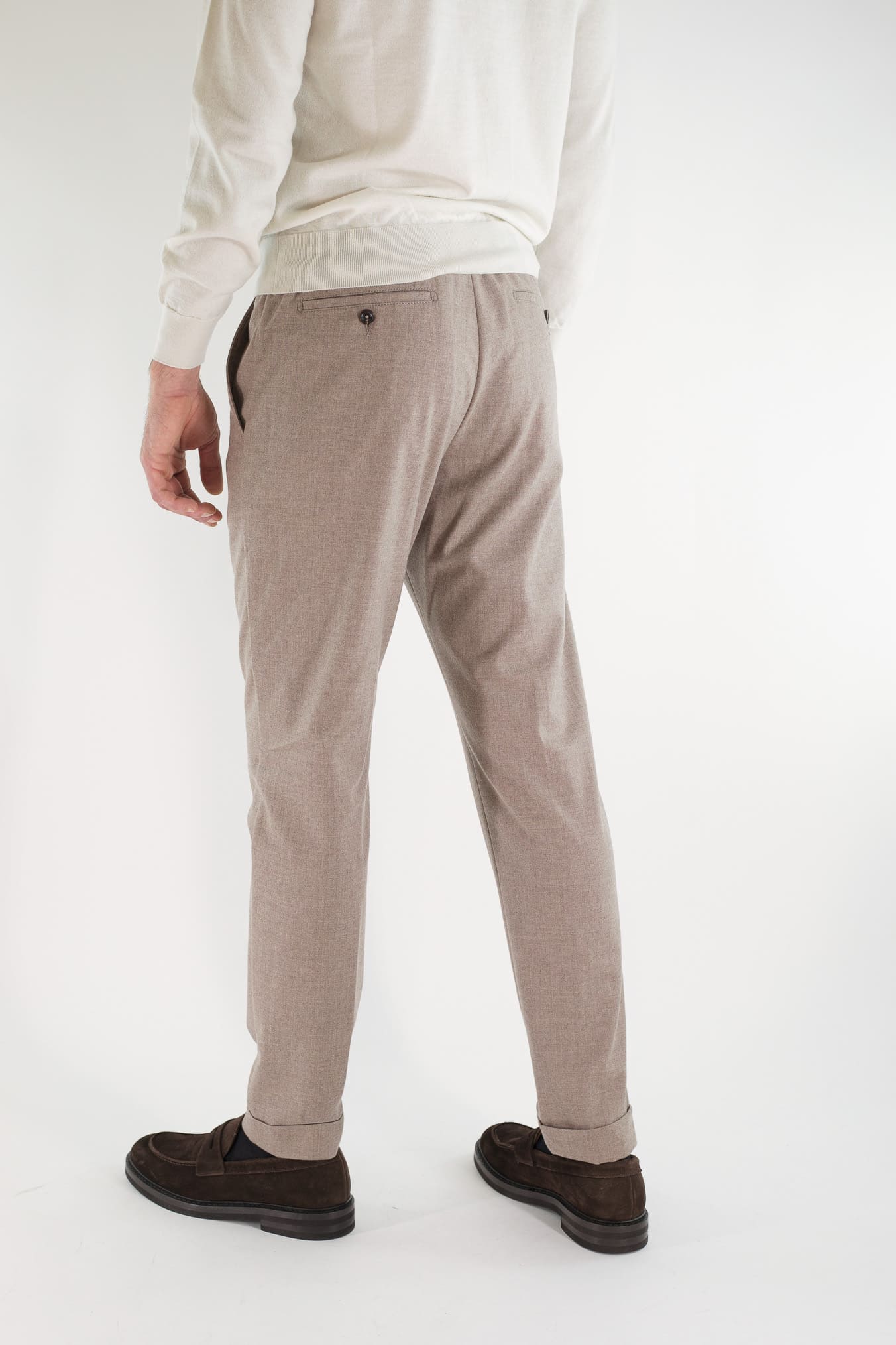 PESCAROLO Pantaloni Cashmere "Manu" Coulisse Removibile Beige Chiaro