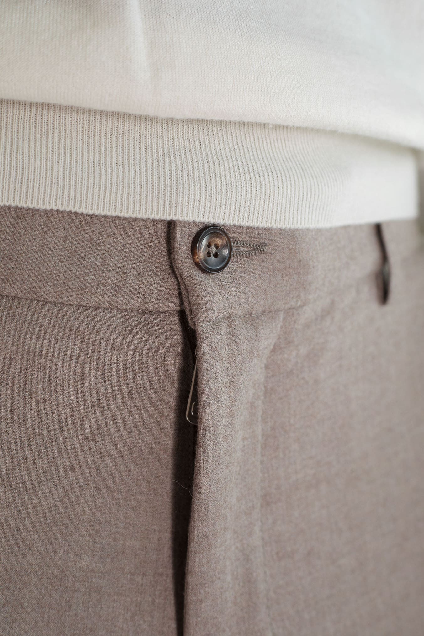 PESCAROLO Pantaloni Cashmere "Manu" Coulisse Removibile Beige Chiaro