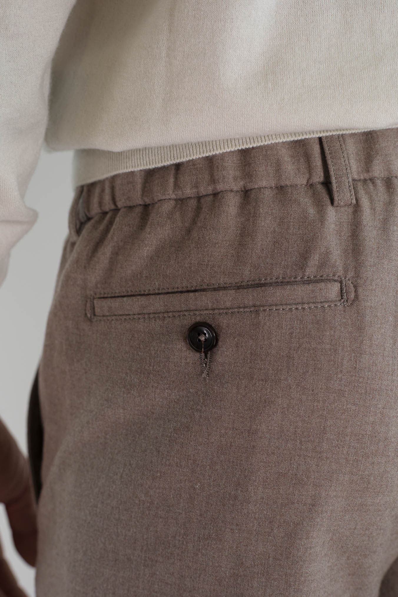 PESCAROLO Pantaloni Cashmere "Manu" Coulisse Removibile Beige Chiaro