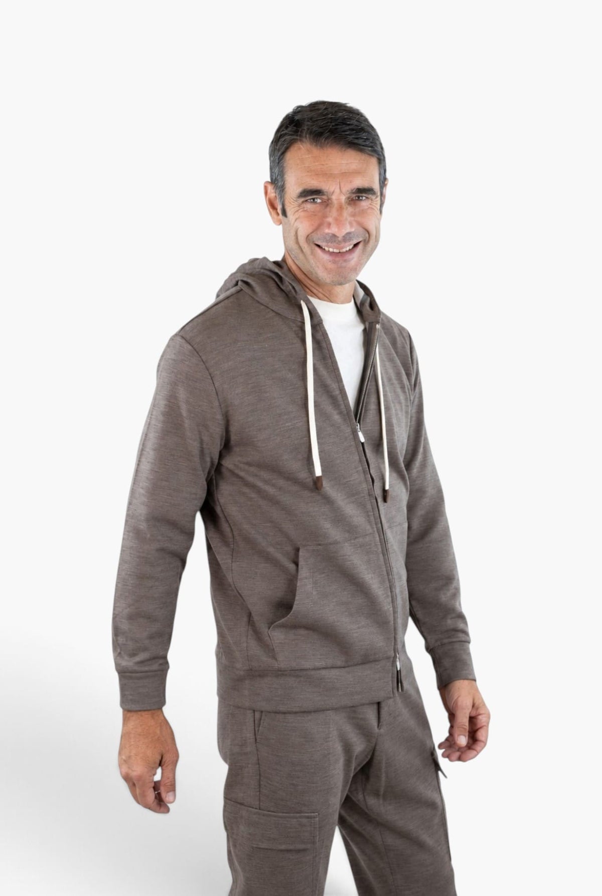 PESCAROLO Felpa Cappuccio "Mike" Jersey Lana Tortora