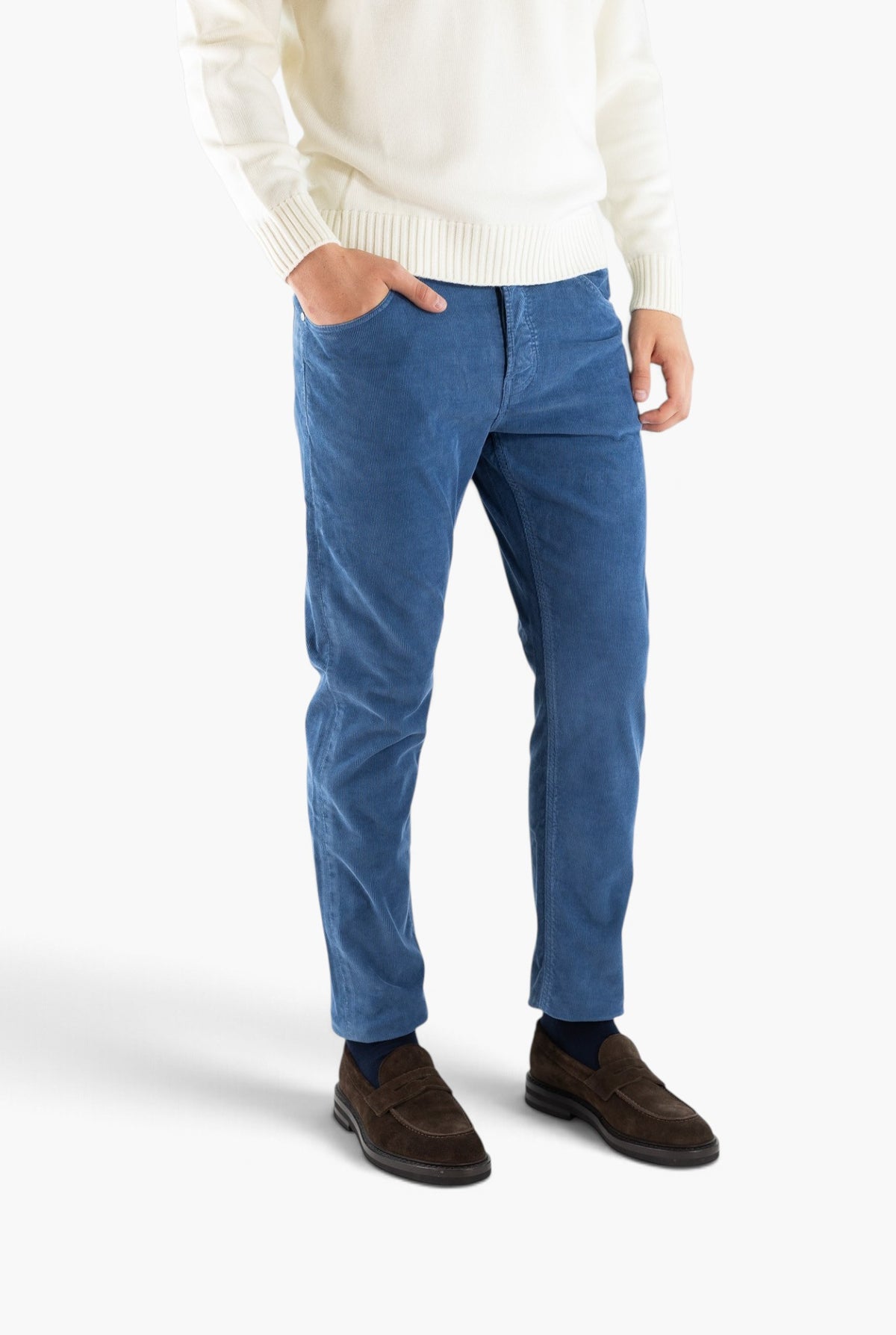 PT Pantaloni Velluto "Reggae" 5 Tasche Azzurro