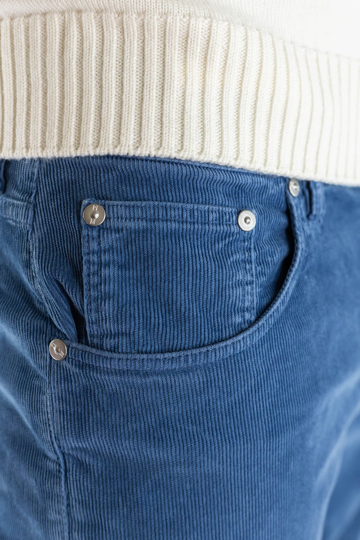 PT Pantaloni Velluto "Reggae" 5 Tasche Azzurro