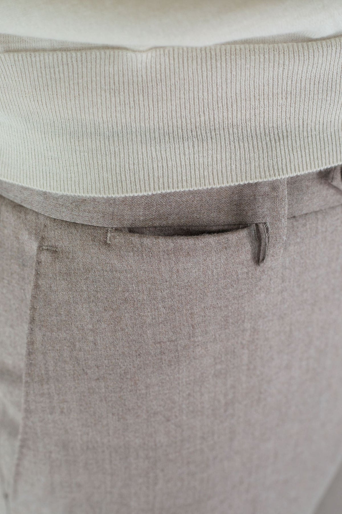 PT Pantaloni Lana Seta Beige Chiaro