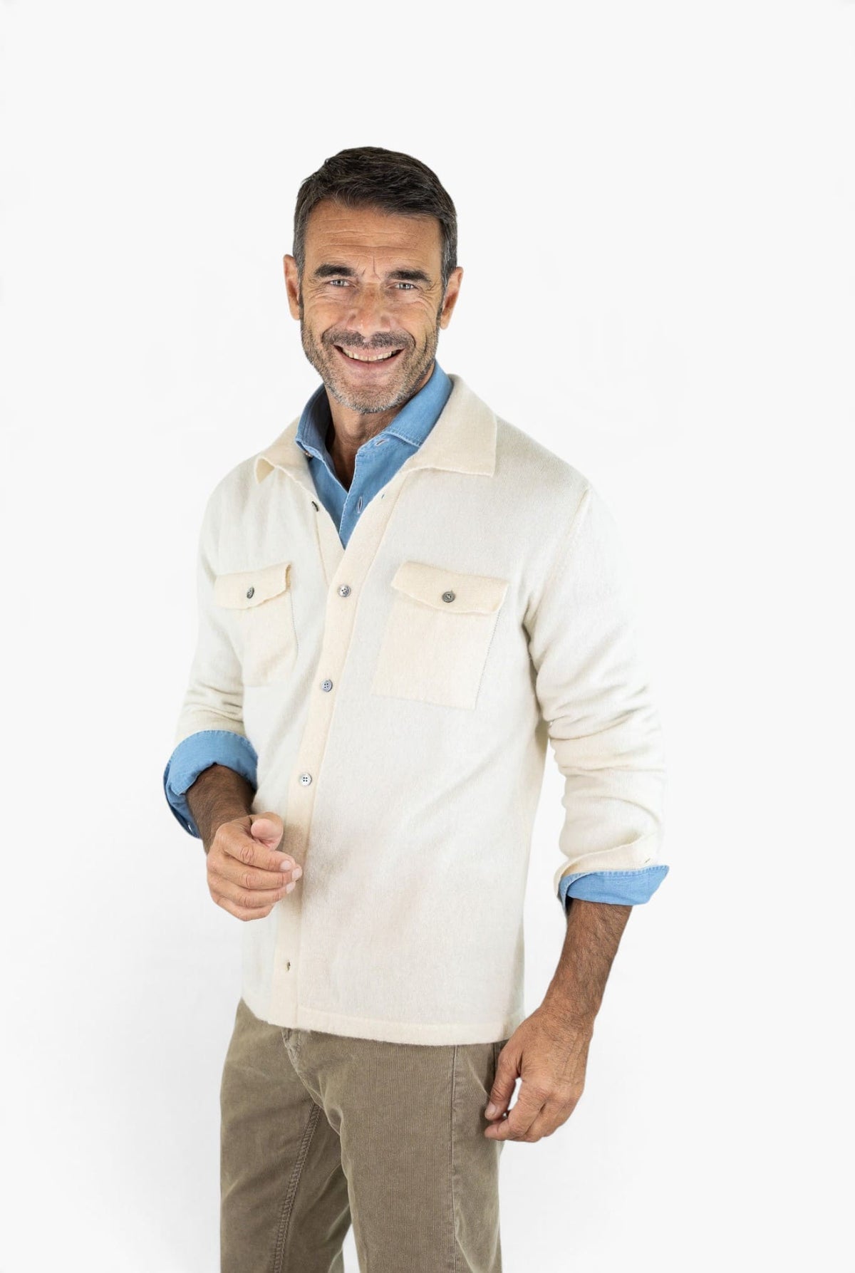 ROBERTO COLLINA Overshirt Cashmere Seta Bianco