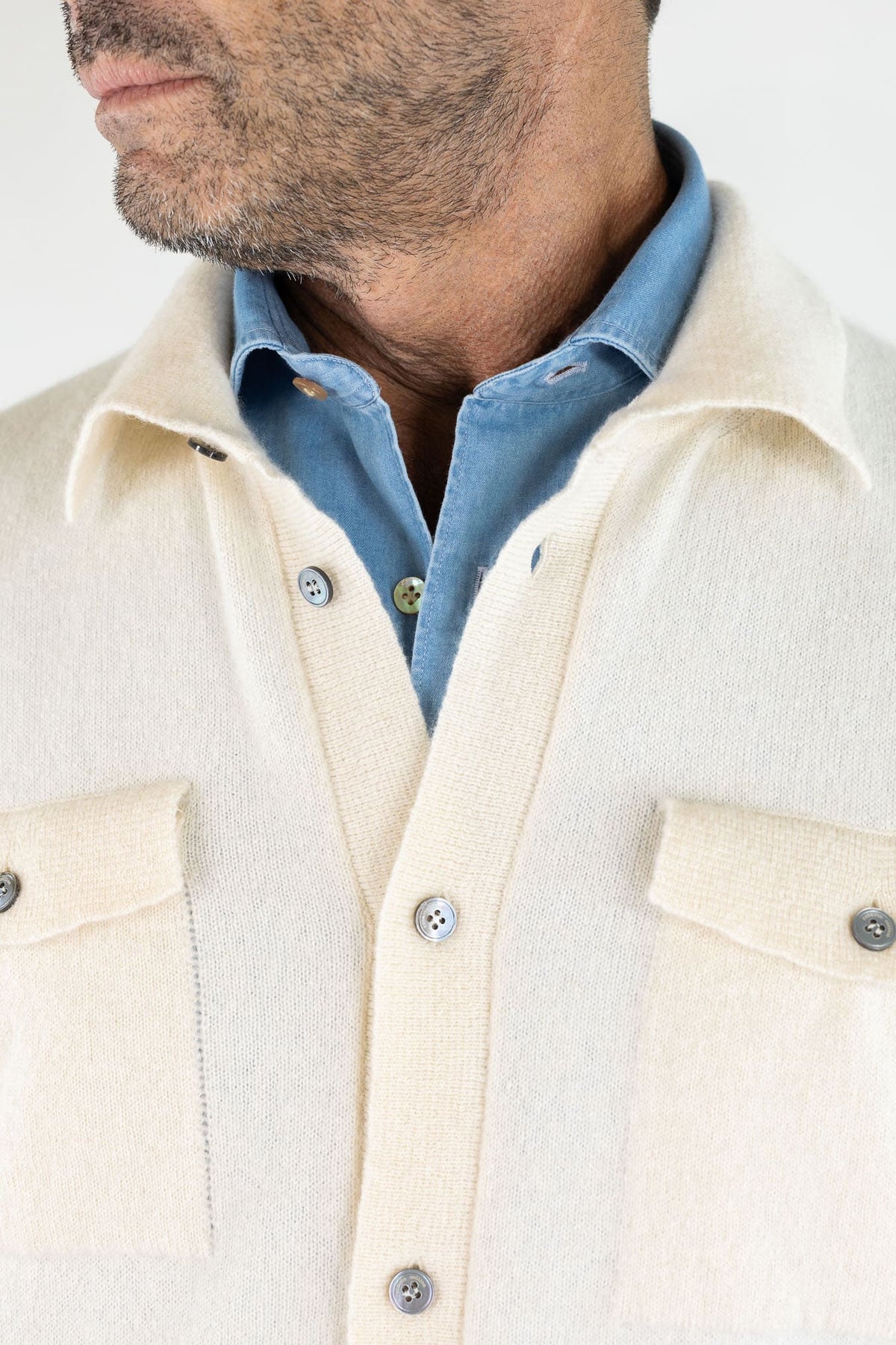 ROBERTO COLLINA Overshirt Cashmere Seta Bianco