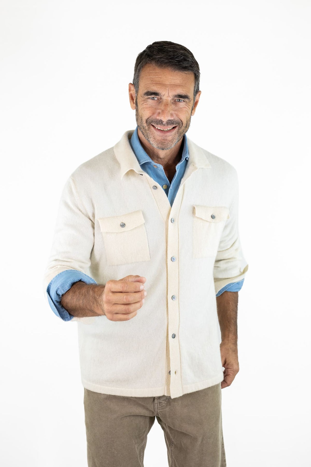 ROBERTO COLLINA Overshirt Cashmere Seta Bianco