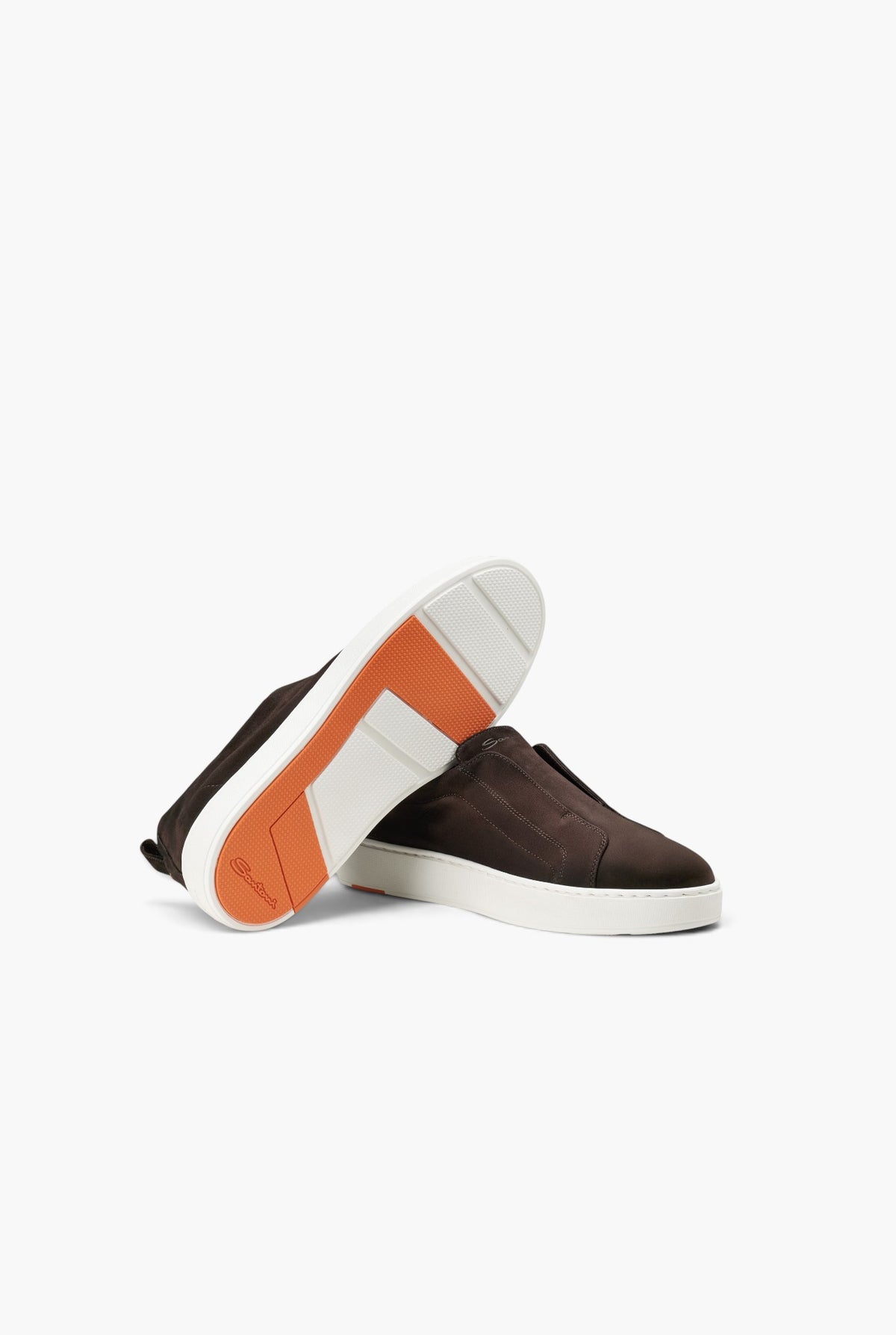 SANTONI Sneakers "Victory" Suede Slip On Moro