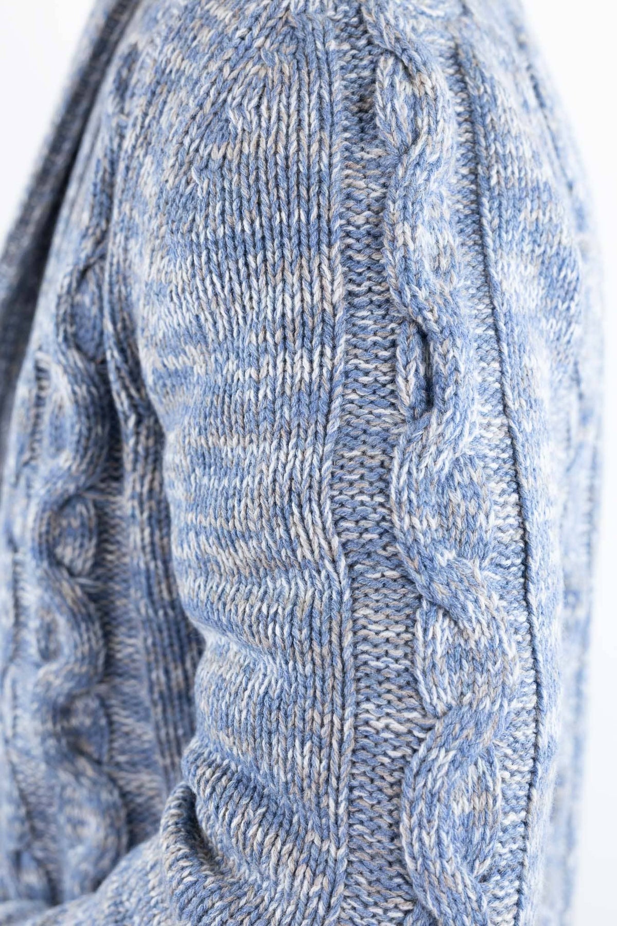 SETTEFILI CASHMERE Cardigan Doppiopetto a Trecce Lana Cashmere Azzurro Mélange