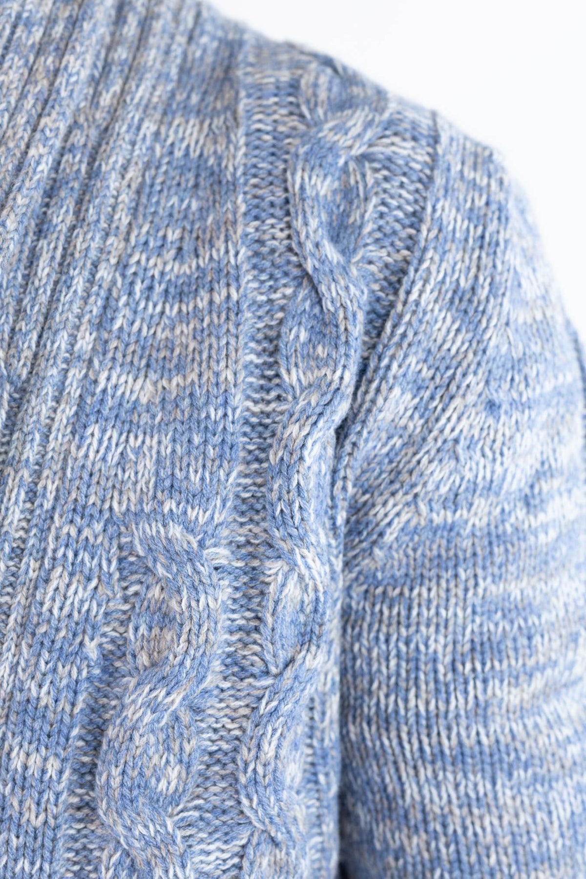 SETTEFILI CASHMERE Cardigan Doppiopetto a Trecce Lana Cashmere Azzurro Mélange