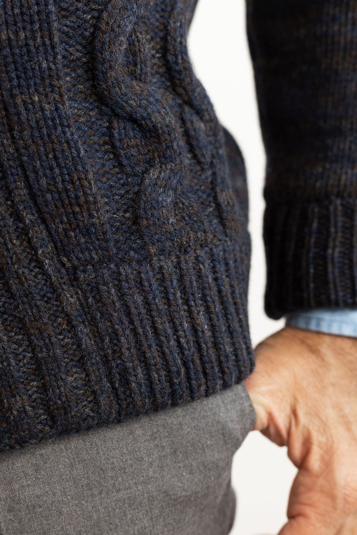 SETTEFILI CASHMERE Cardigan Doppiopetto a Trecce Lana Cashmere Mélange Blu Moro