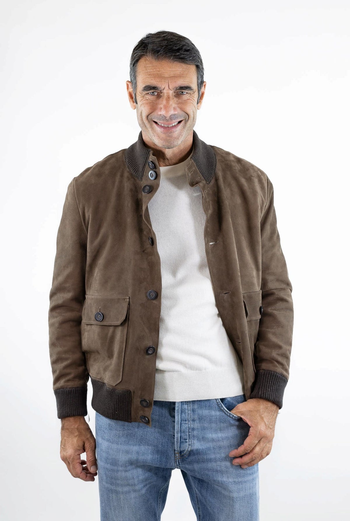 VOLFAGLI Bomber Suede Marrone Foderato