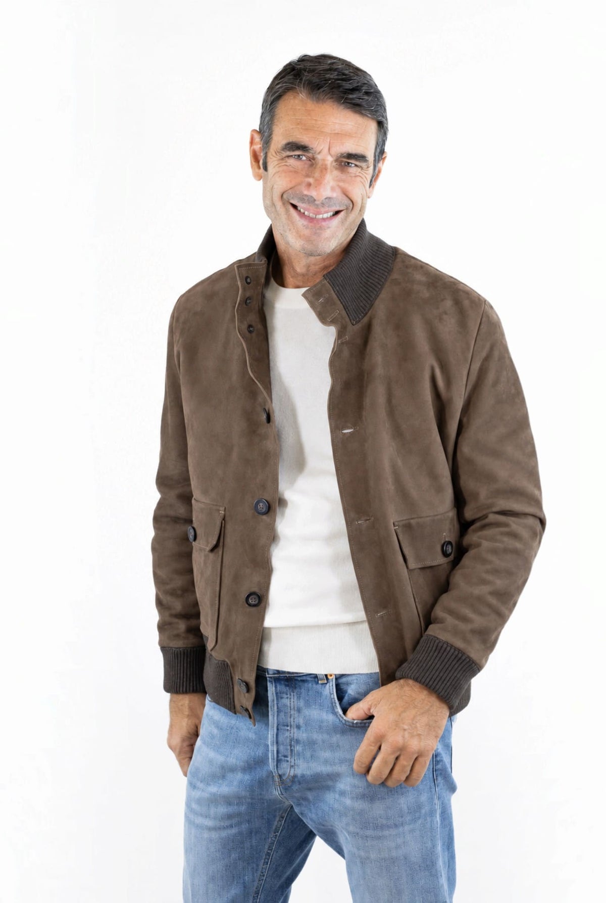 VOLFAGLI Bomber Suede Marrone Foderato