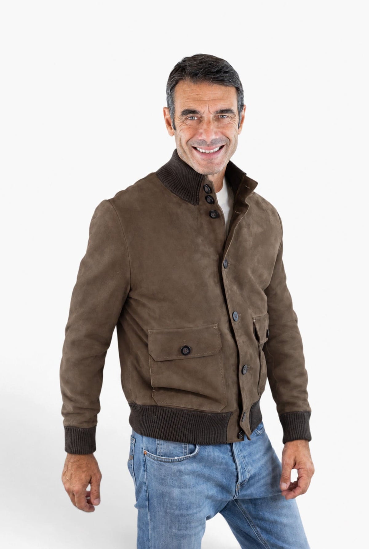 VOLFAGLI Bomber Suede Marrone Foderato