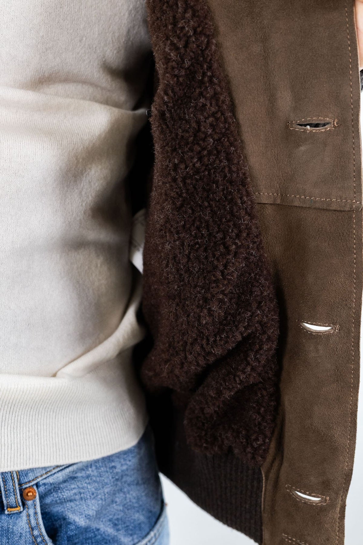 VOLFAGLI Bomber Suede Marrone Foderato