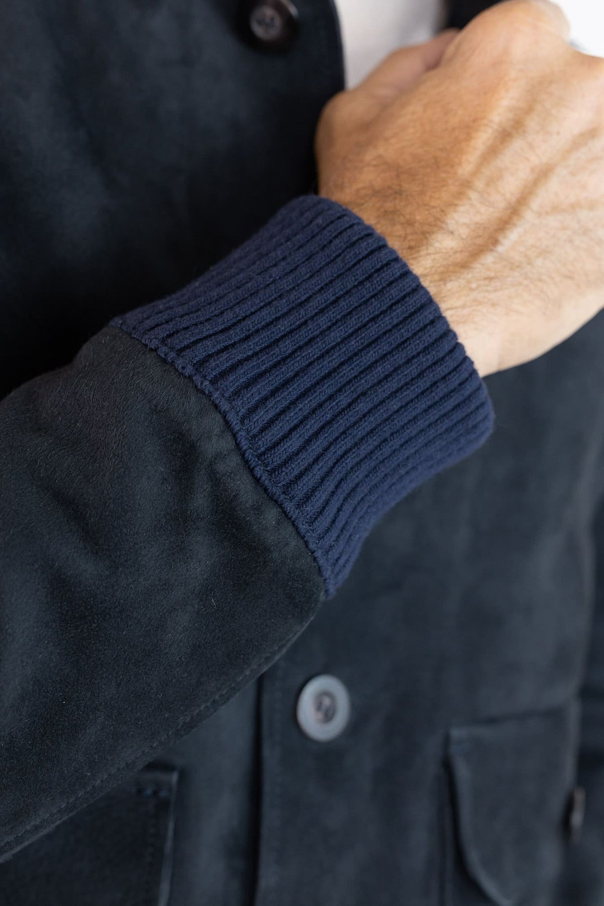 VOLFAGLI Bomber Suede Blu Scuro Foderato
