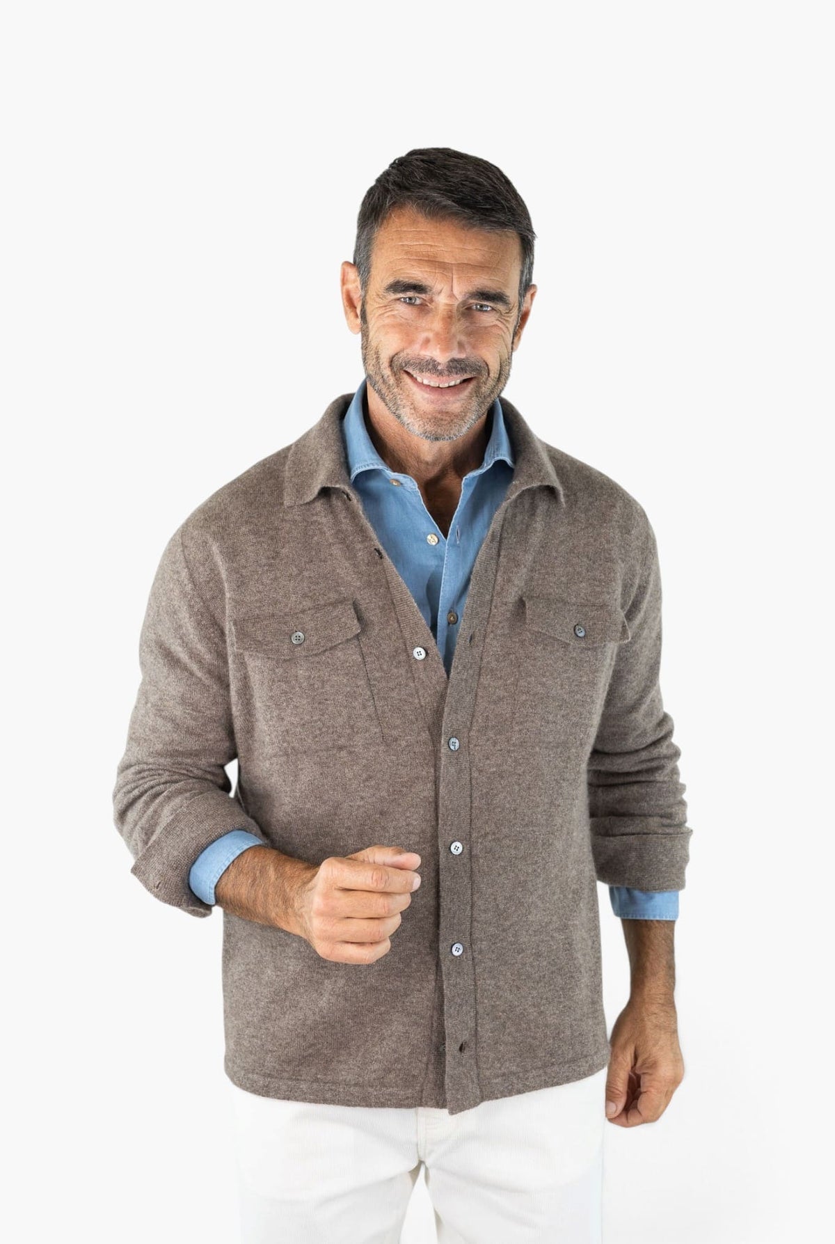 Overshirt Cashmere Seta Tortora ROBERTO COLLINA