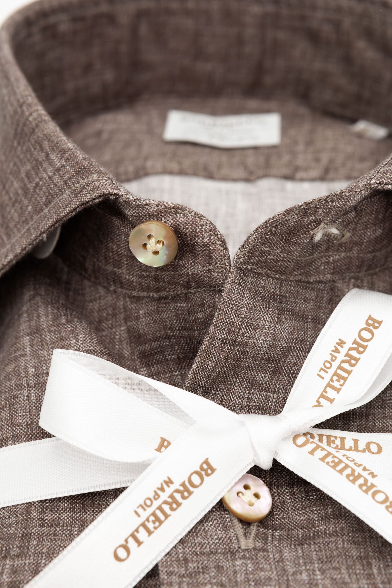 BORRIELLO Camicia "Marechiaro" Lino Marrone Mélange