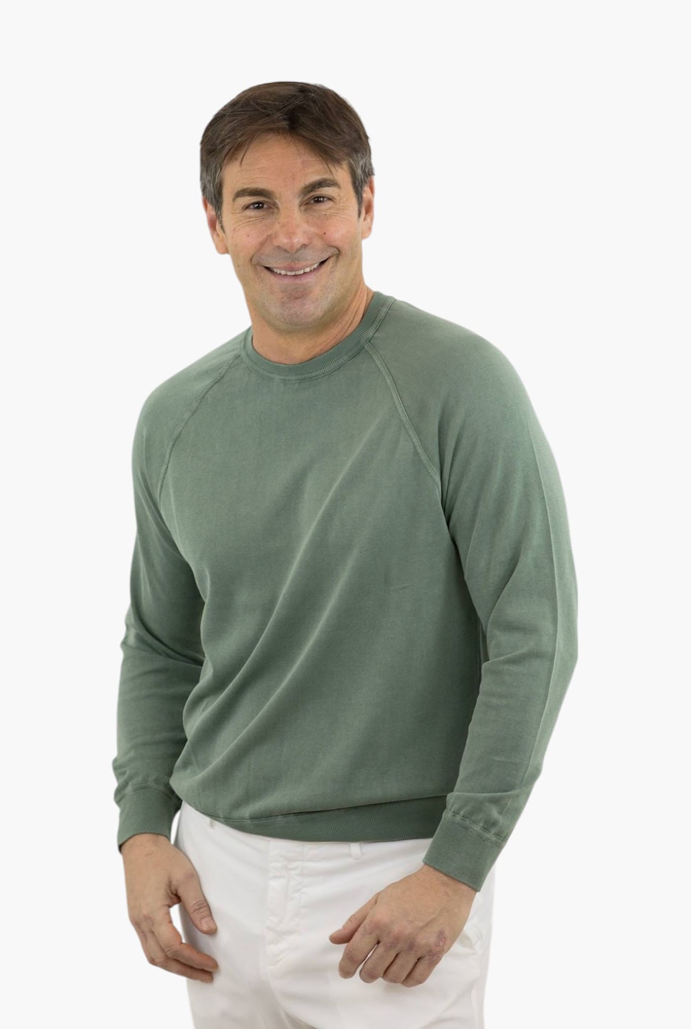 Girocollo Raglan Cotone Frosted Maniche Lunghe Verde - Guarino Store