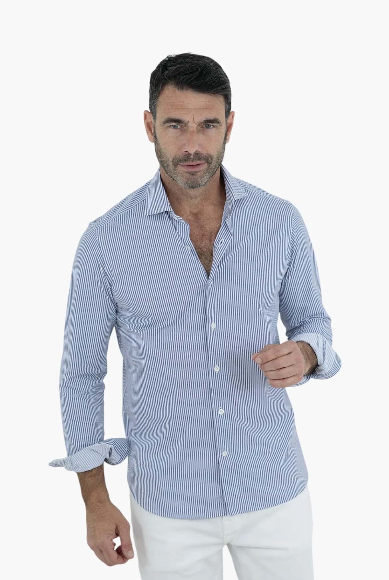 FFF Camicia Active High Tech Stretch Righe Blu - Guarino Store