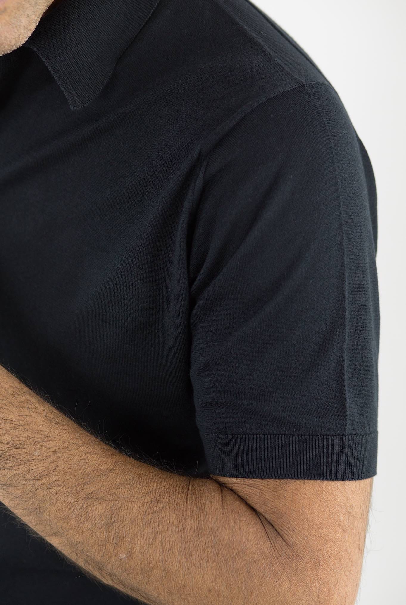 Polo "Adrian" Cotone Sea Island Nero JOHN SMEDLEY