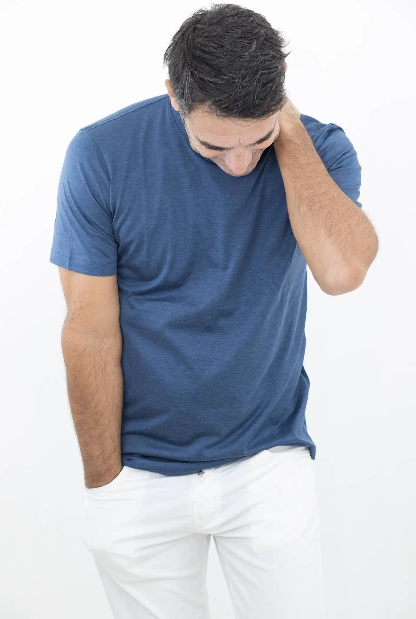 MARCO PESCAROLO T-Shirt Seta Cotone Avio Mélange - Guarino Store