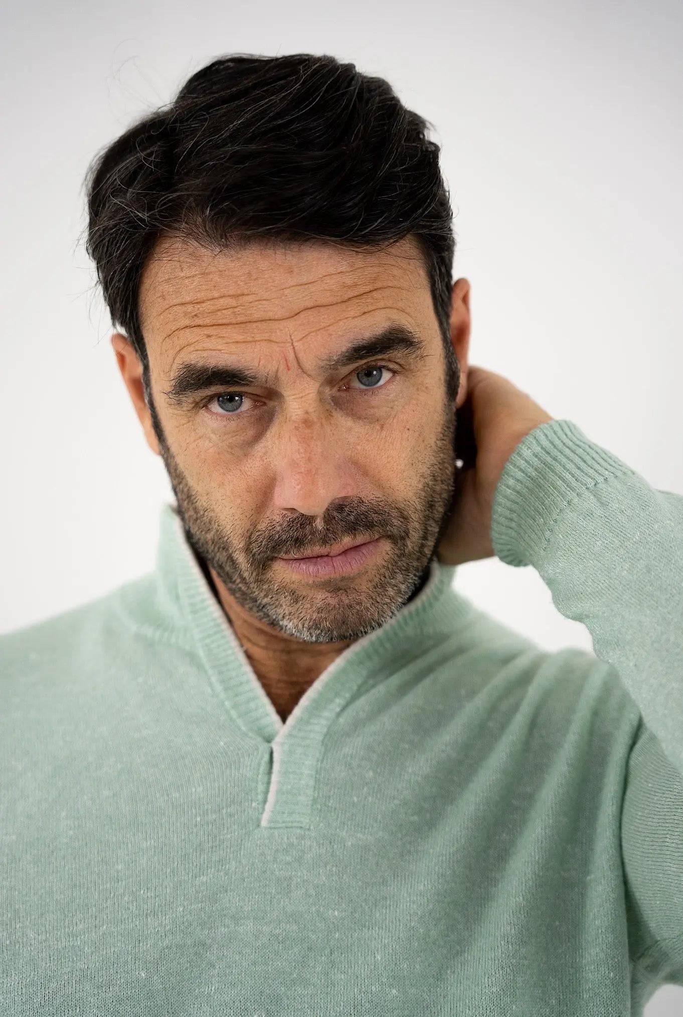 Maglia in Cashmere e Lino Verde Mélange SETTEFILI CASHMERE