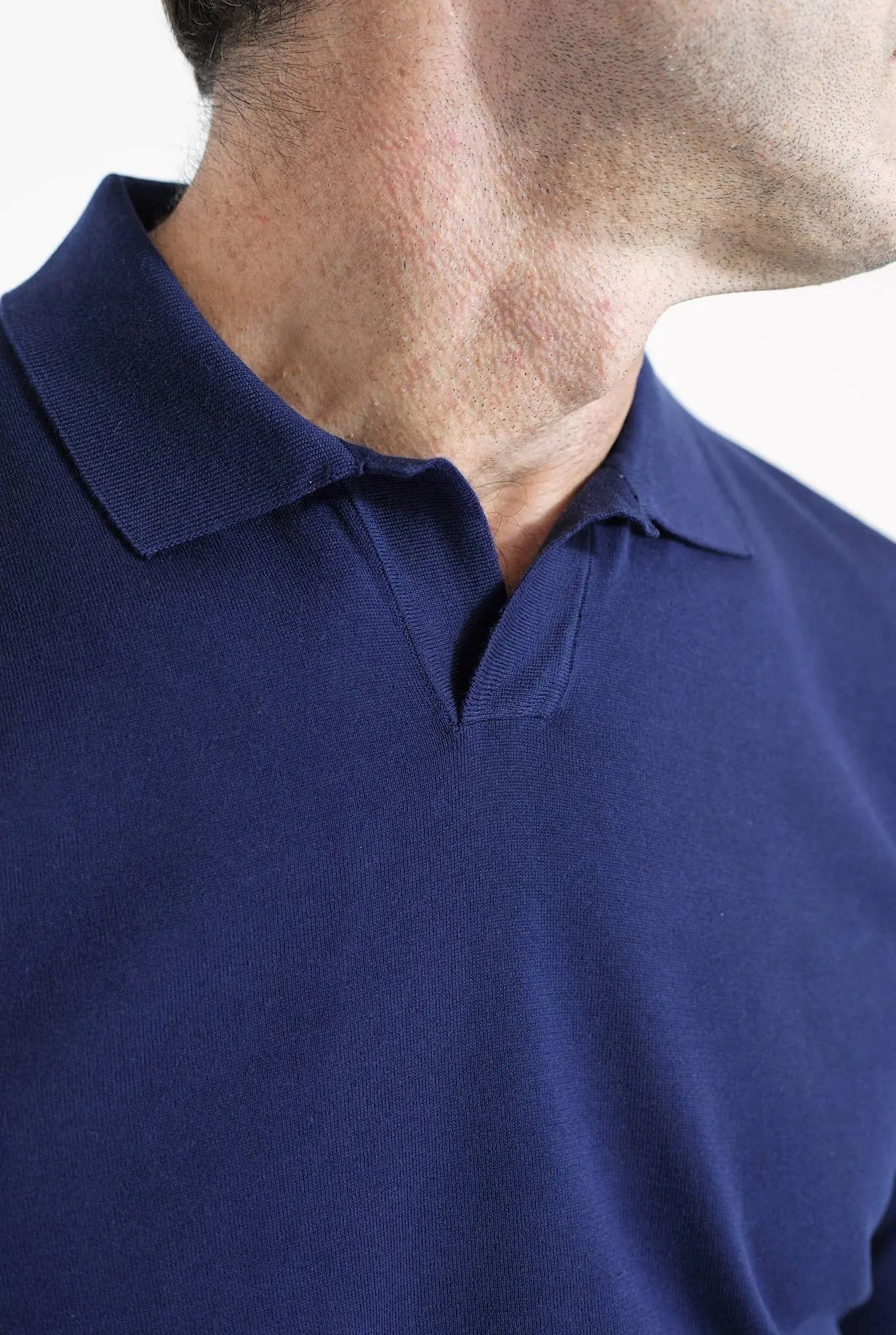 GUARINO Polo ML Cotone Sea Island Blu Navy - Guarino Store
