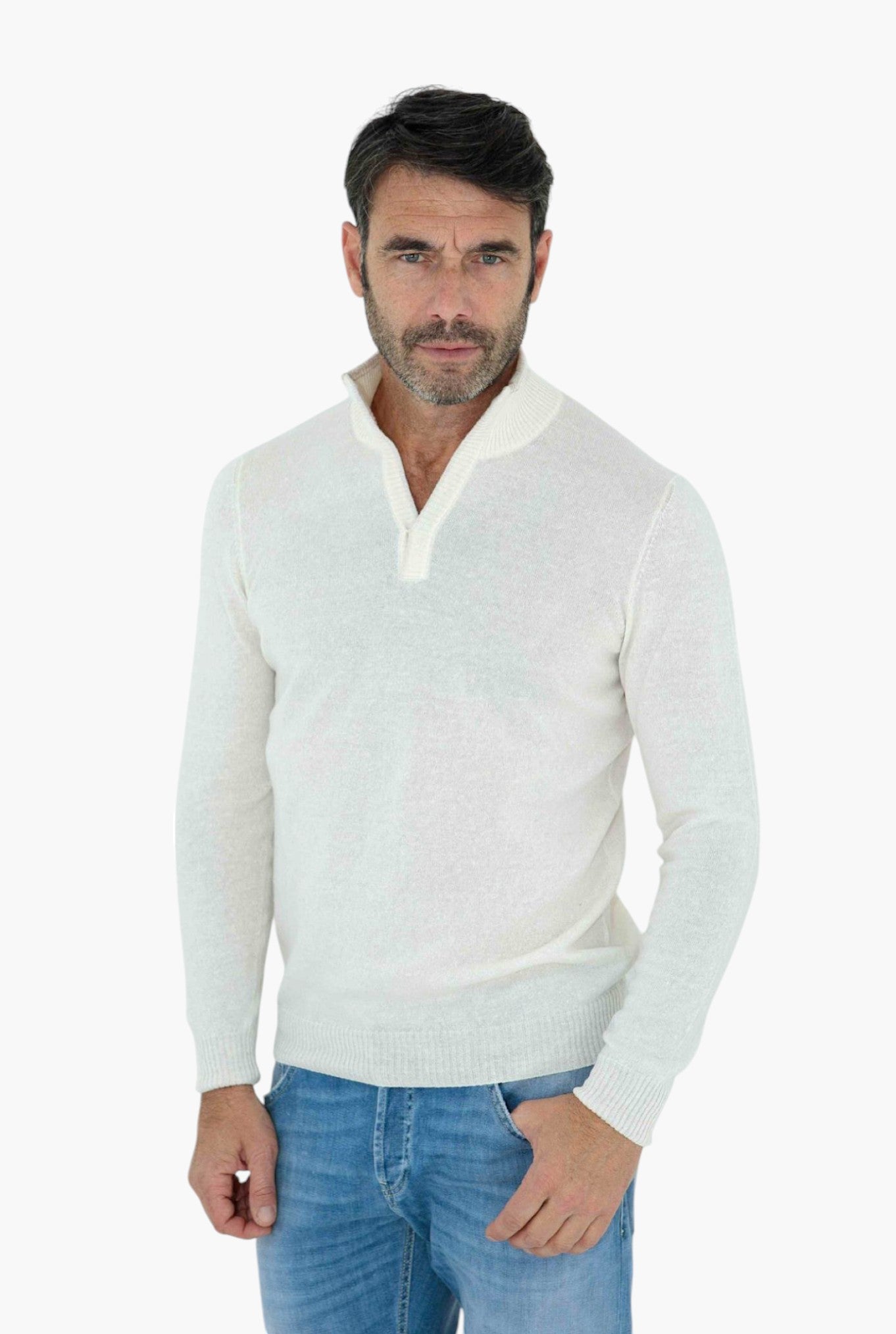 SETTEFILI CASHMERE Maglia Cashmere e Lino Panna Mélange - Guarino Store