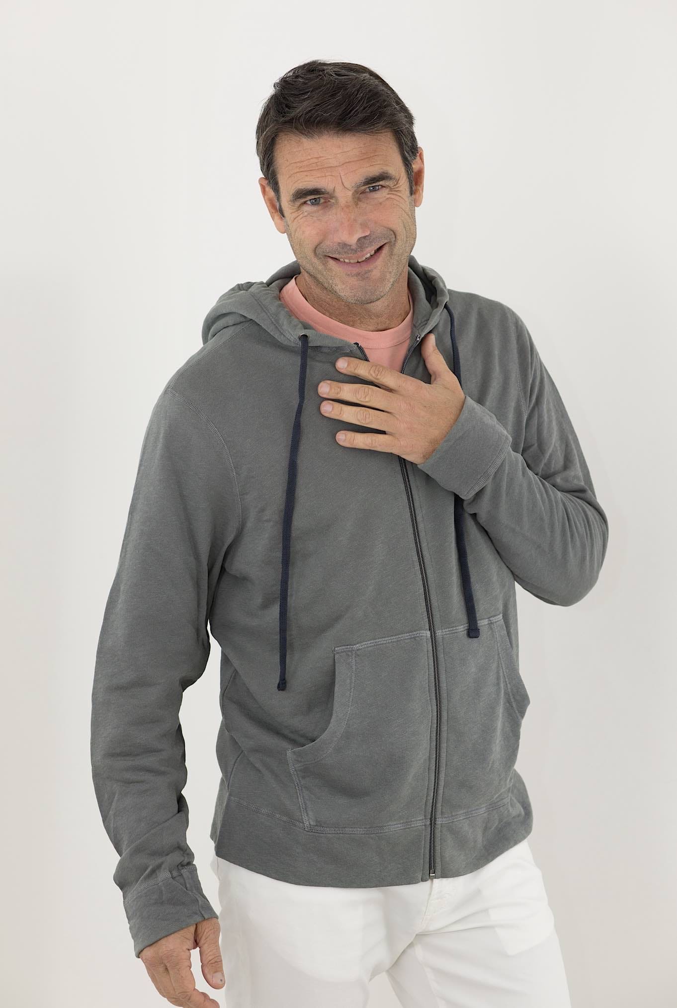 Felpa Cappuccio in Jersey di Cotone Tinta in Capo Grigio - Guarino Store
