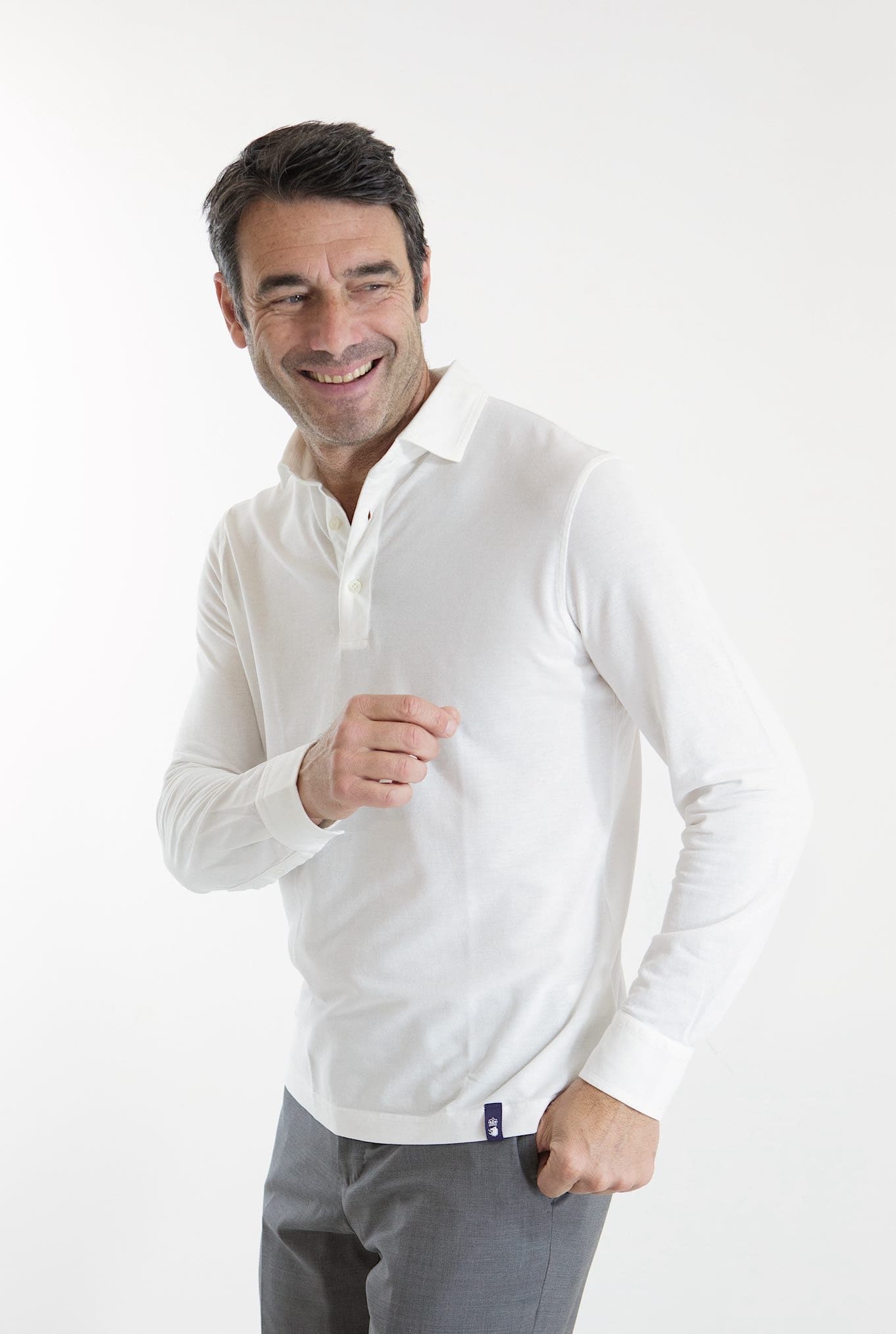 Polo ML Frosted Crepe Cotton Bianco DRUMOHR
