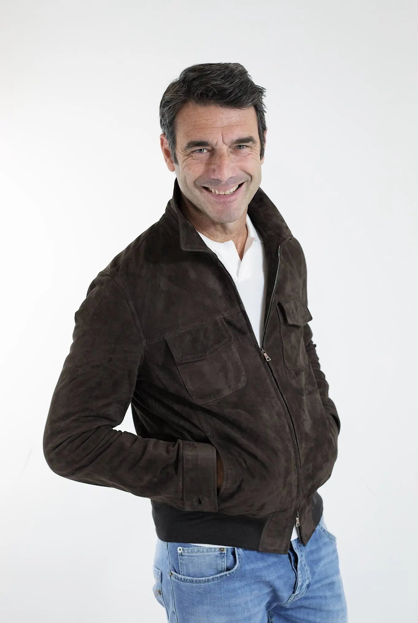 STEWART Giubbino Sfoderato in Suede Testa di Moro - Guarino Store