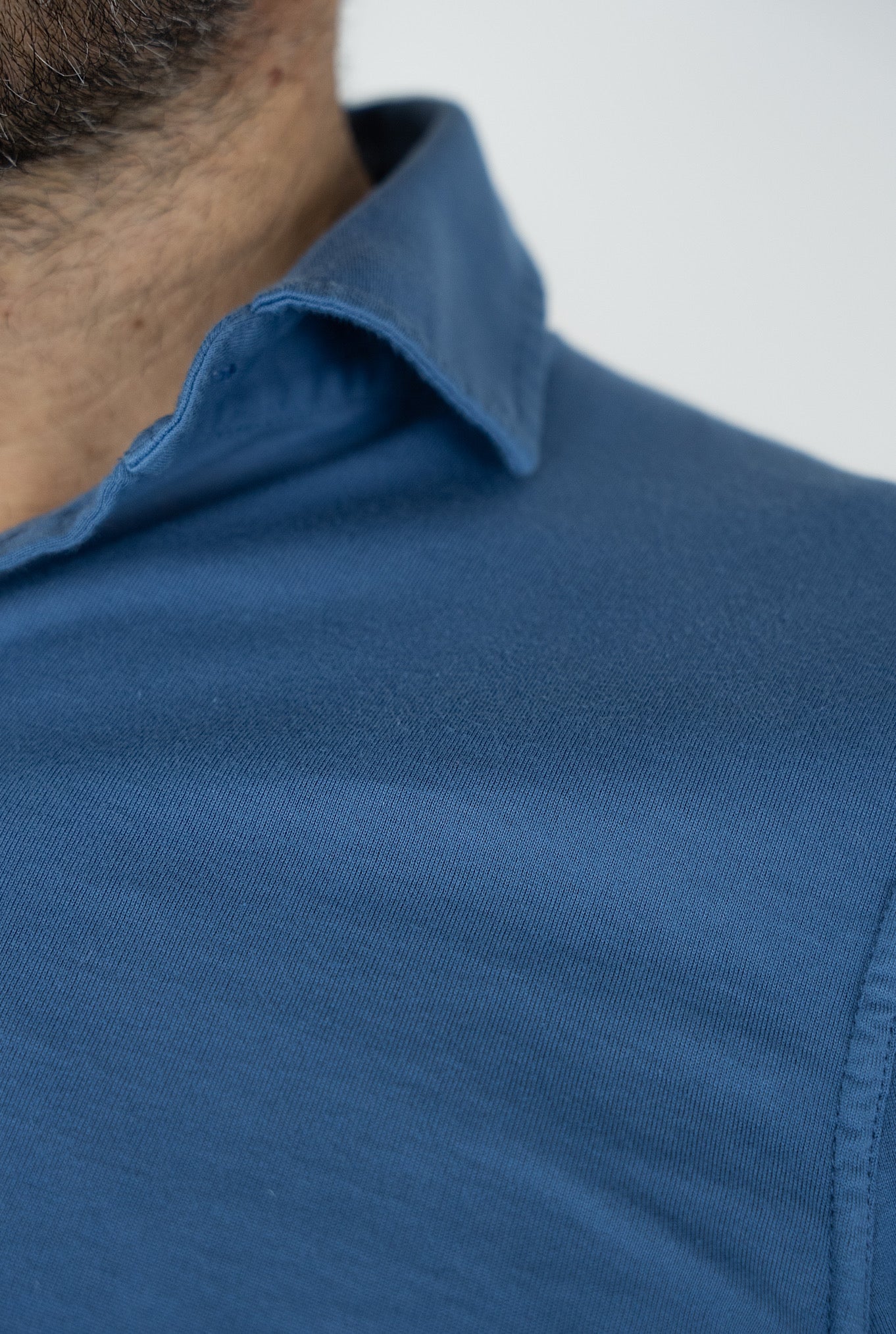 FEDELI Polo Maniche Lunghe mod. Zero Cotone Blu medio - Guarino Store