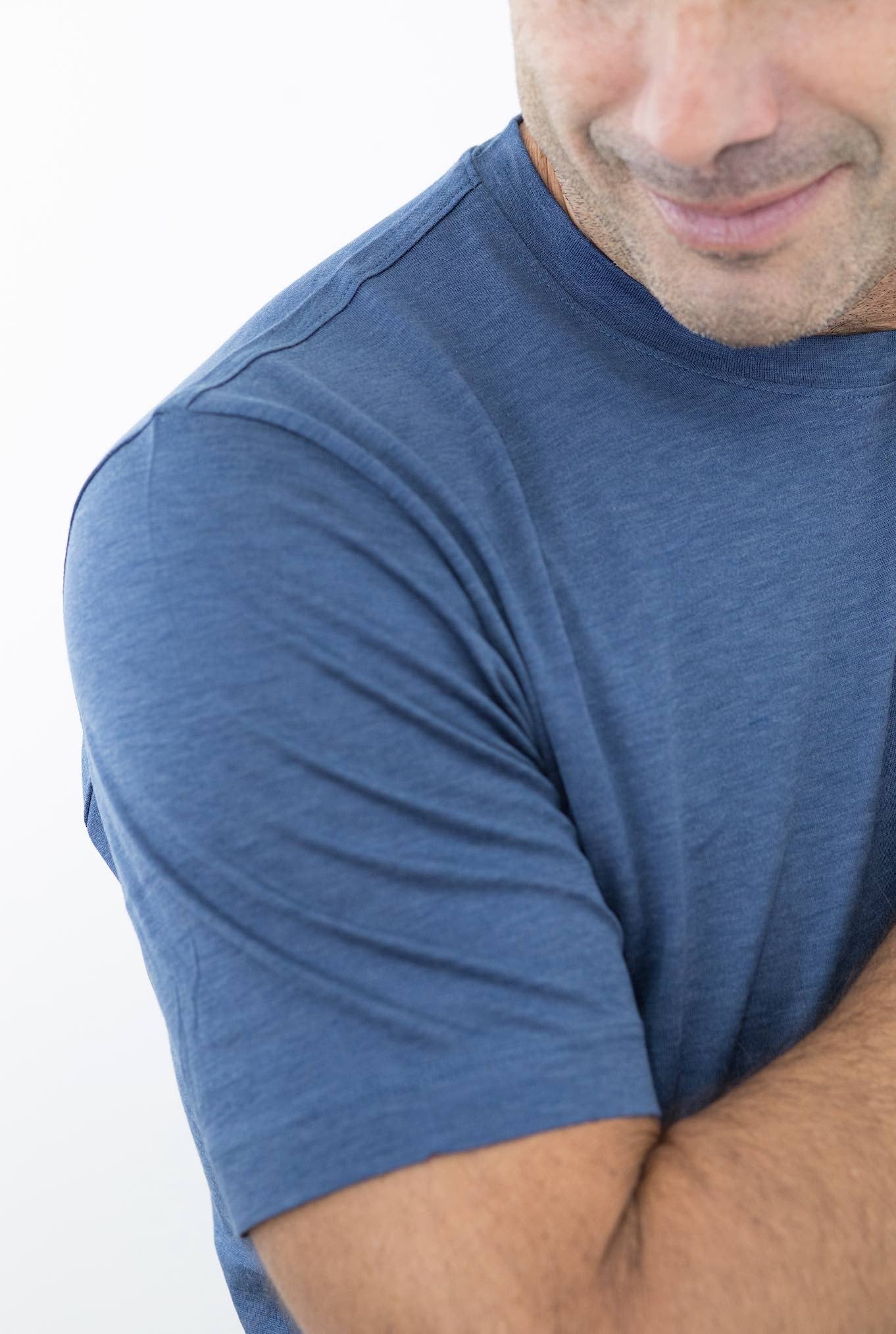 MARCO PESCAROLO T-Shirt Seta Cotone Avio Mélange - Guarino Store