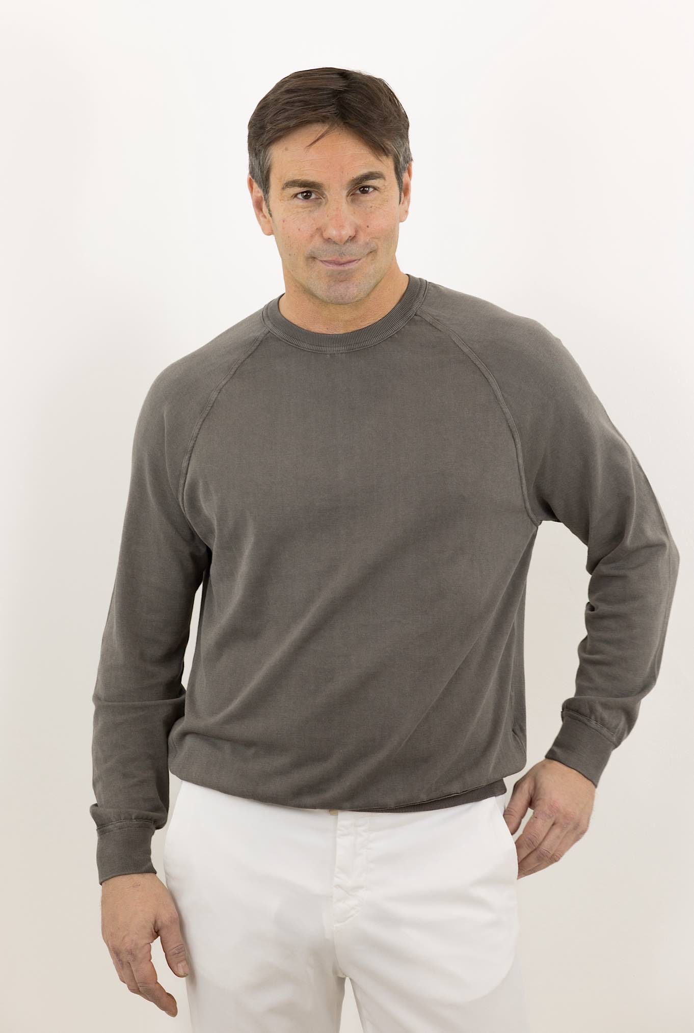 Girocollo Taglio Felpa Frosted Crepe Cotton Marrone - Guarino Store