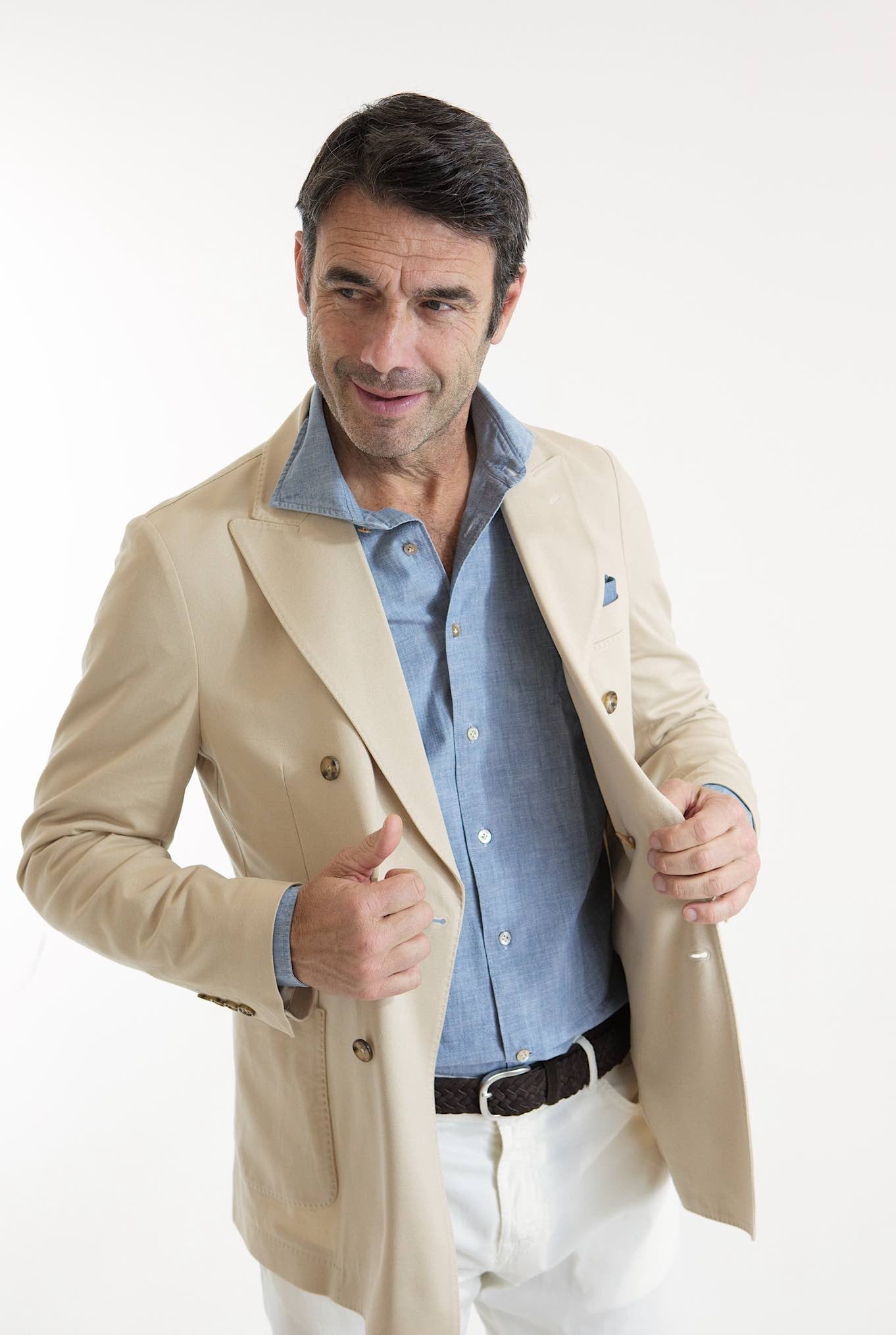 CIRCOLO 1901 Giacca Doppiopetto Jersey Cotone Beige Chiaro - Guarino Store