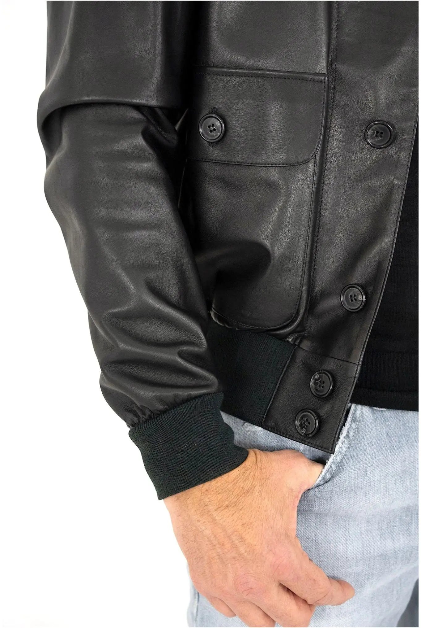 Giubbino Sfoderato Nero in Pelle - Guarino Store